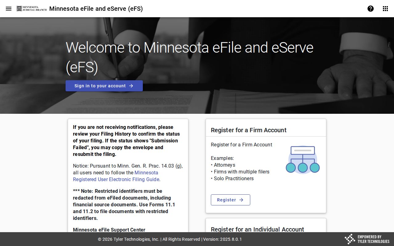 Hennepin County case search distinction from Minnesota eFS court records filing