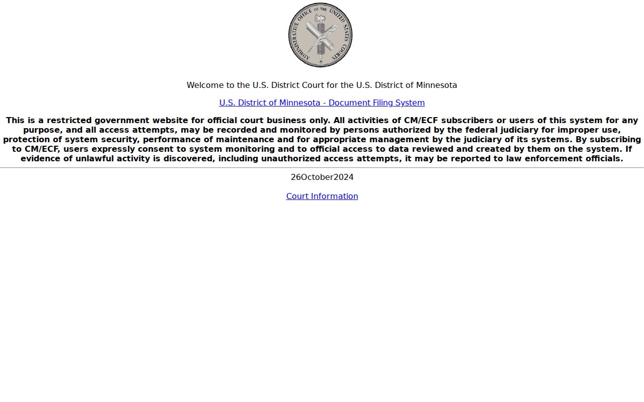 Hennepin County case search comparison with federal CM ECF court records