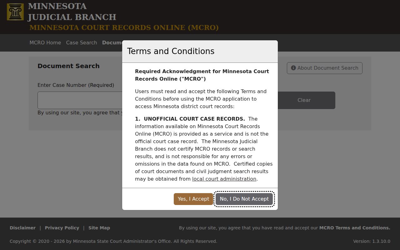 Hennepin County case search MCRO document search for court records