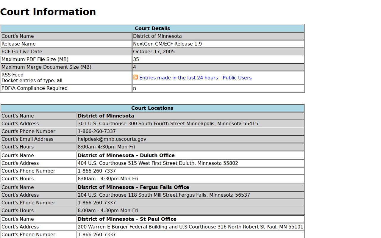 Hennepin civil docket distinction from Minnesota bankruptcy court