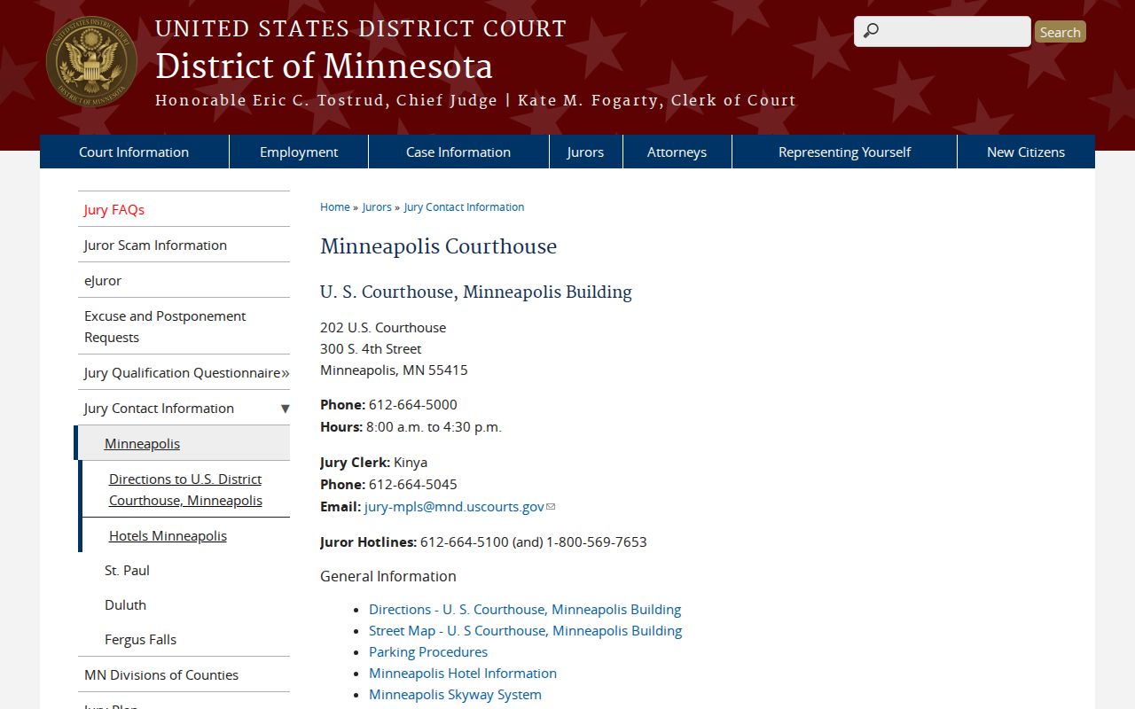 Hennepin County court calendar comparison with Minneapolis federal court records location