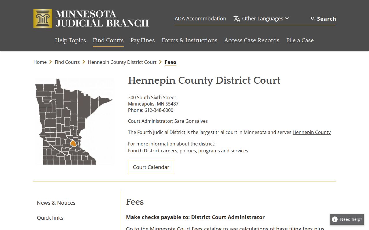 Hennepin court record copy fee schedule
