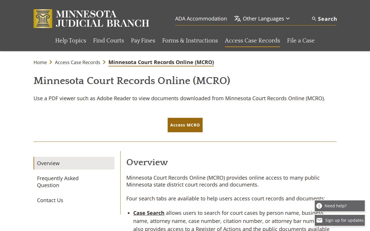 Hennepin County court docket MCRO overview